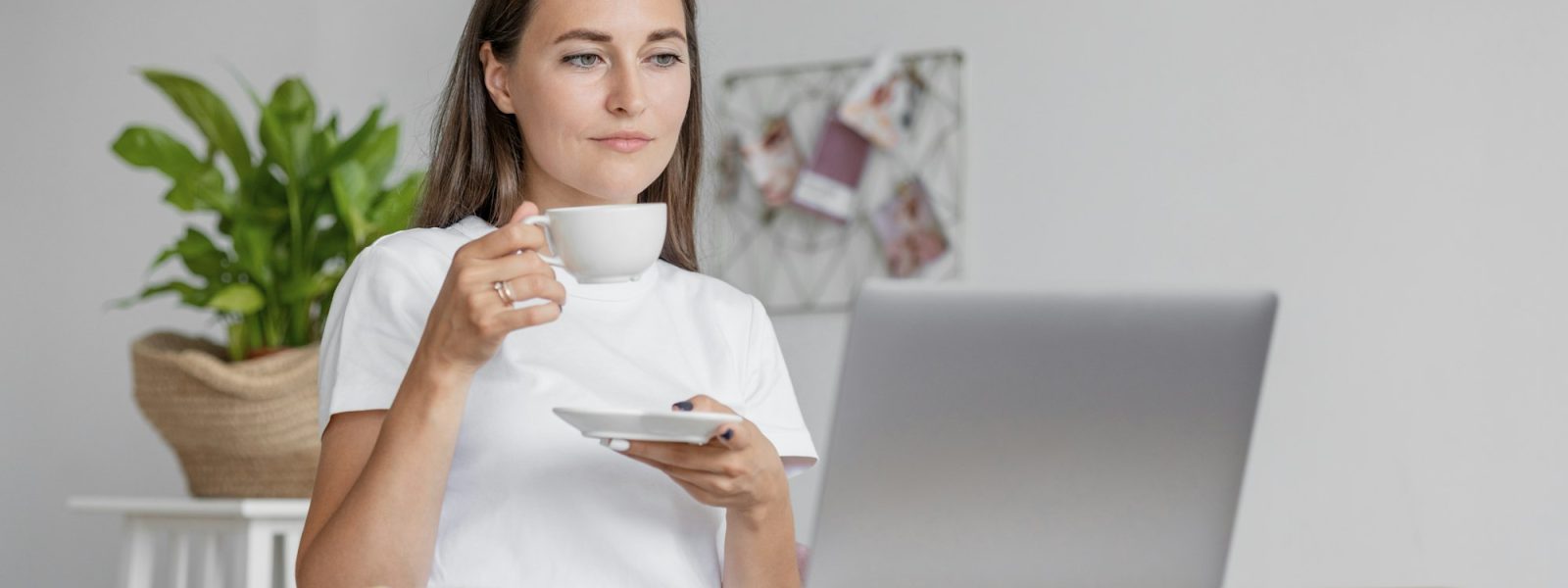 woman having coffee